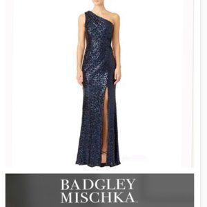 Badgley Mischka Navy Constellation Sequin Gown size 6